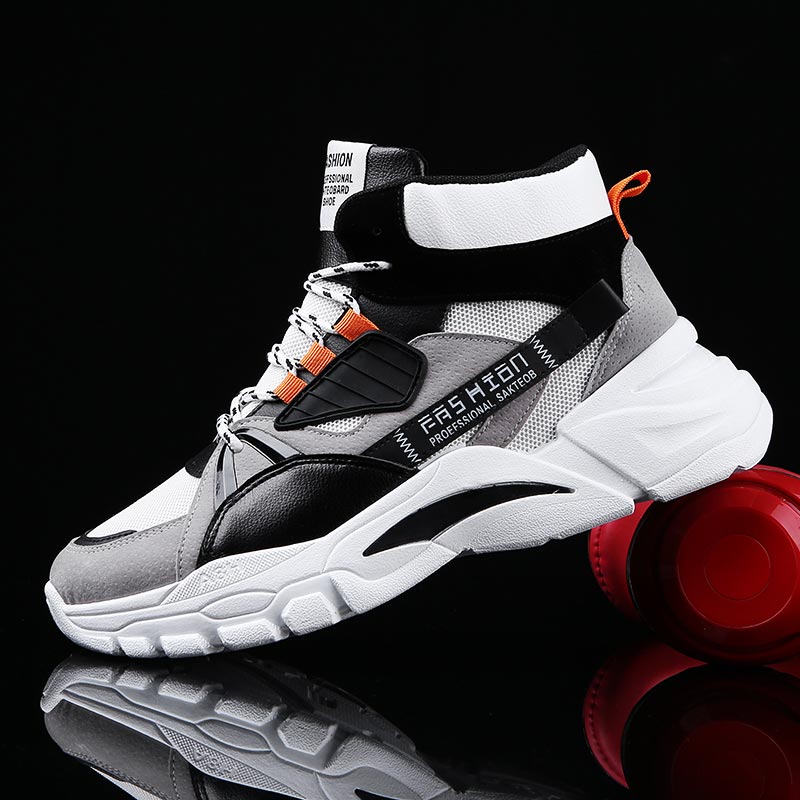 Streetwear Brand From Uk - Hightopฤดูร้อนผู้ชายกีฬารองเท้าMan Runningรองเท้าผู้ชายกีฬารองเท้าผู้ชายTop Topรองเท้าผ้าใบบุรุษรองเท้าเทนนิสเดินสีเทาD-421