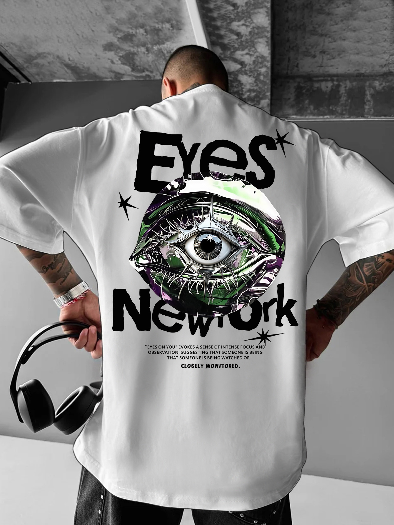 Streetwear Brand New York - เสื้อยืดโอเวอร์ไซส์สไตล์นิวยอร์ก โกธิค สตรีทแวร์ แบรนด์ Eyes New