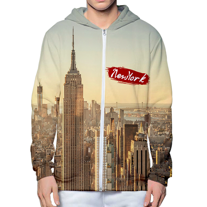 Streetwear Brand New York - เสื้อฮู้ดพิมพ์ลาย 3 มิติ ลายเมืองนิวยอร์ก สำหรับฤดูใบไม้ร่วงและฤดูหนาว แขนยาว