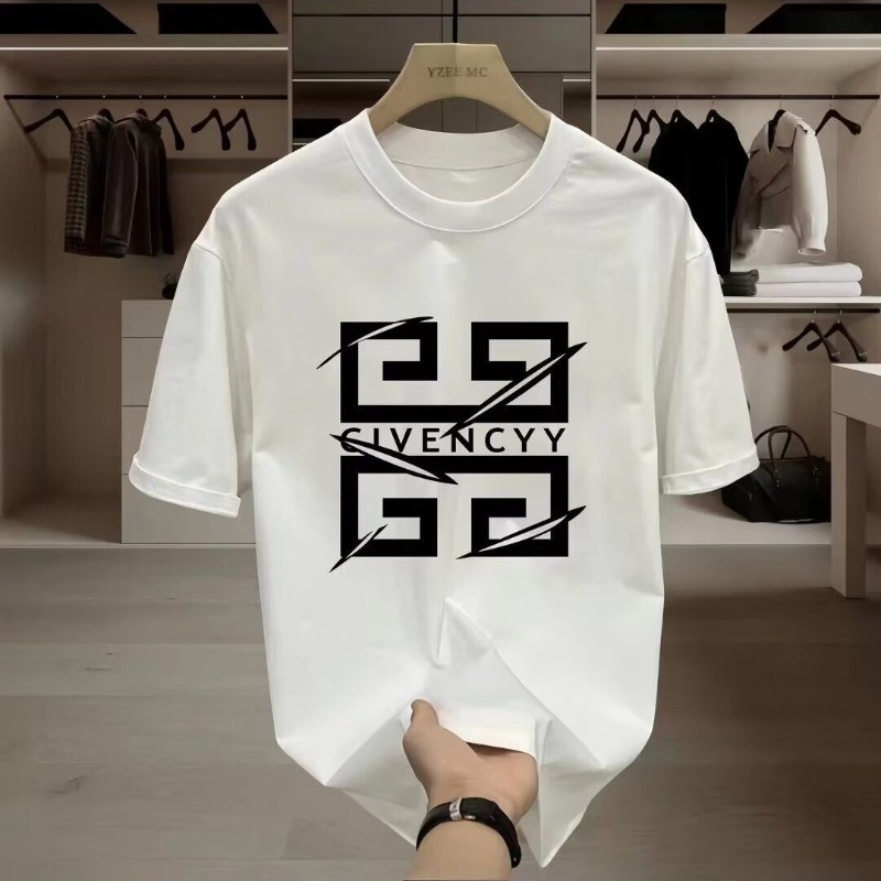 Streetwear Brand Designs - 2026 เสื้อยืดพิมพ์ลายโลโก้แบรนด์ GIVENCY สำหรับผู้ชาย เสื้อยืดแขนสั้นผ้าฝ้าย เสื้อแฟชั่นแนวสตรีทพร้อมดีไซน์กราฟิกสีขาว