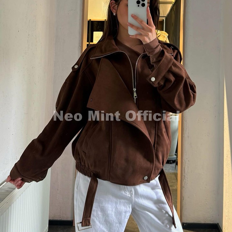เสื้อแจ็คเก็ตหนังกลับสีน้ำตาลโ - Streetwear Brand Designs บทวิจารณ์และราคา